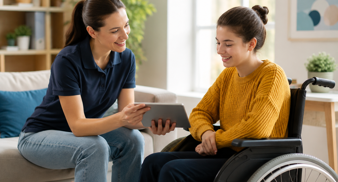 NDIS therapist supporting a participant during a personalised allied health therapy session in Sydney.